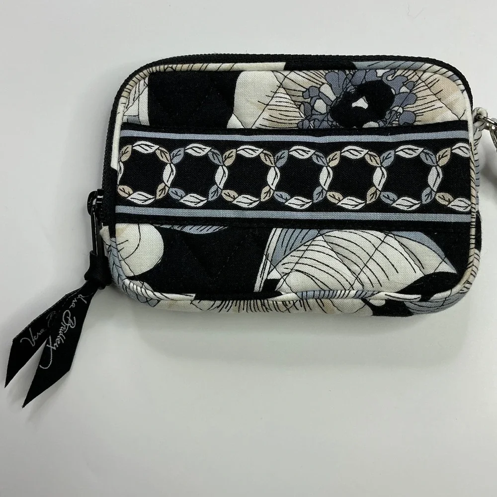 Vera Bradley Camellia Black Floral Wristlet Wallet Women Small Quilted